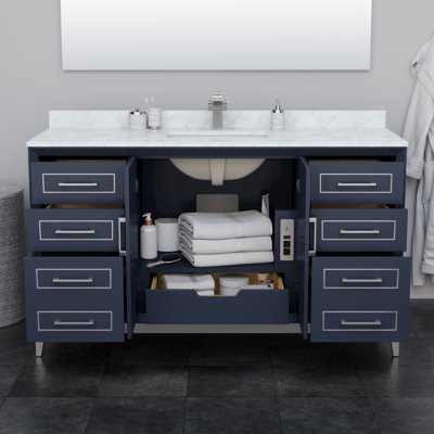 Meuble-lavabo autoportant simple avec plateau en marbre Marlena