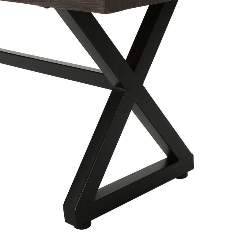 Banc de salle à manger 64,62 "de long avec structure en aluminium et acier, finition brune, Brun