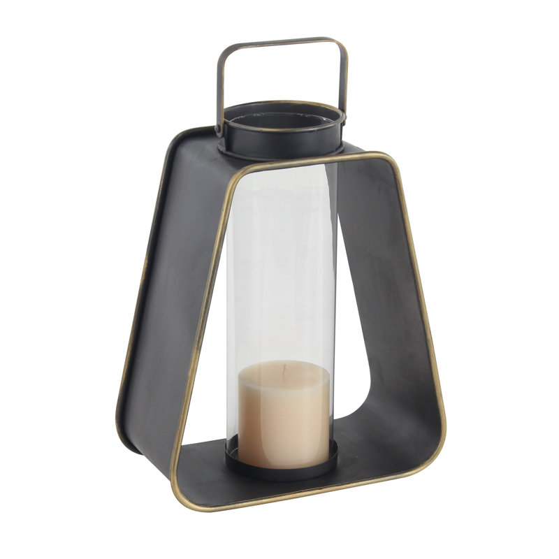 Metal Tabletop Lantern, 16" H x 13" W x 7" D