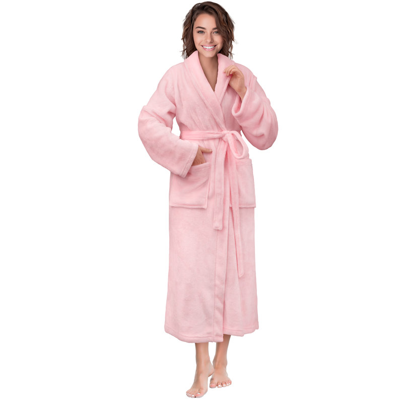 Peignoir en molleton de polyester avec poches Alling, S, Rose