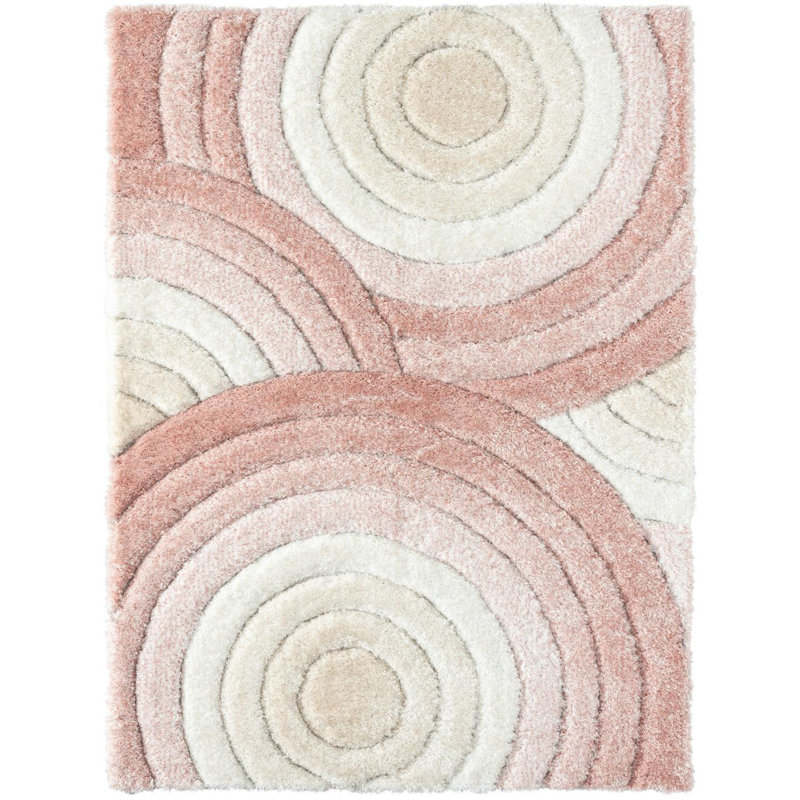 Tapis rose à motif géométrique Koo, Rectangle 8 pi x 10 pi