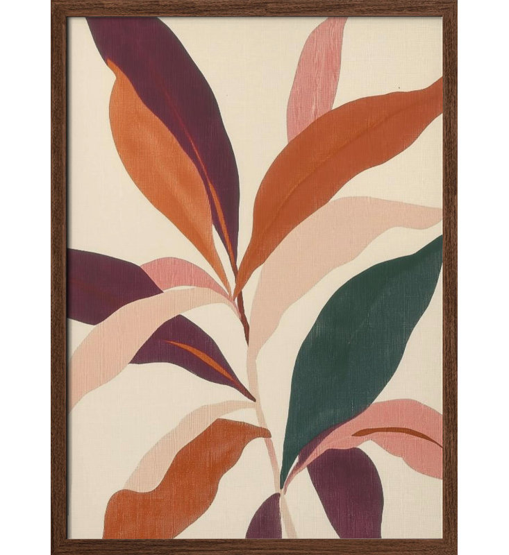 «Abstract Plants», art mural texturé encadré, Brun, H 48 po x l 36 po