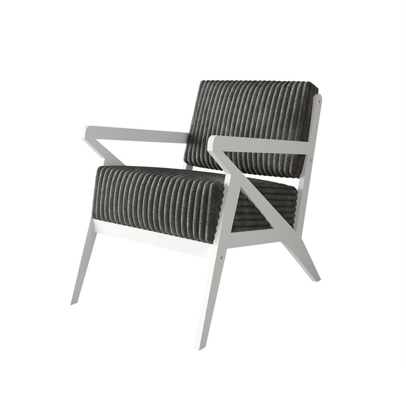 Velvet Upholstered Accent Chair, Gray, White