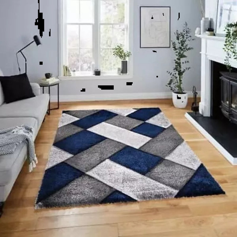 Geometric Shag Area Rug, Rectangle 200 x 290 cm