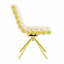 Ensemble de 2 fauteuils d'appoint pivotants capitonnés à bulles crème, fauteuil sans accoudoirs en velours moderne avec structure en métal doré pour salle à manger, salon et coiffeuse