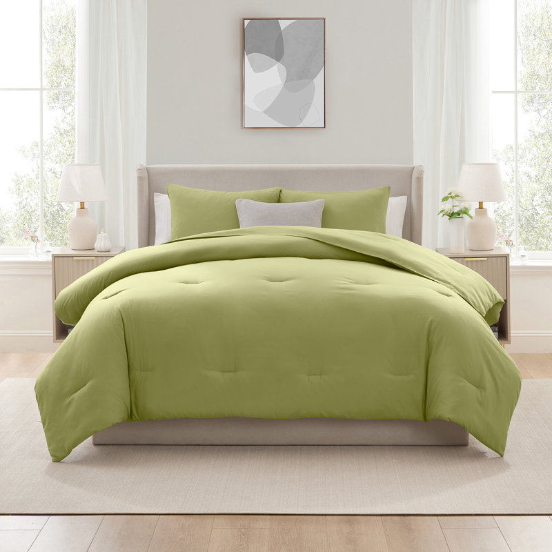  soft microfiber 2 piece comforter set with pillow sham, Twin Comforter + 1 Standard Sham, Olive Green