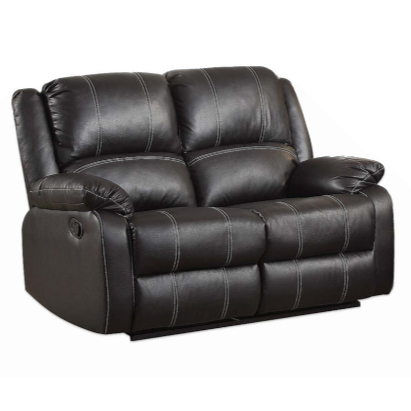 Causeuse inclinable en cuir synthétique Alvetta, Noir, noir, noir, noir