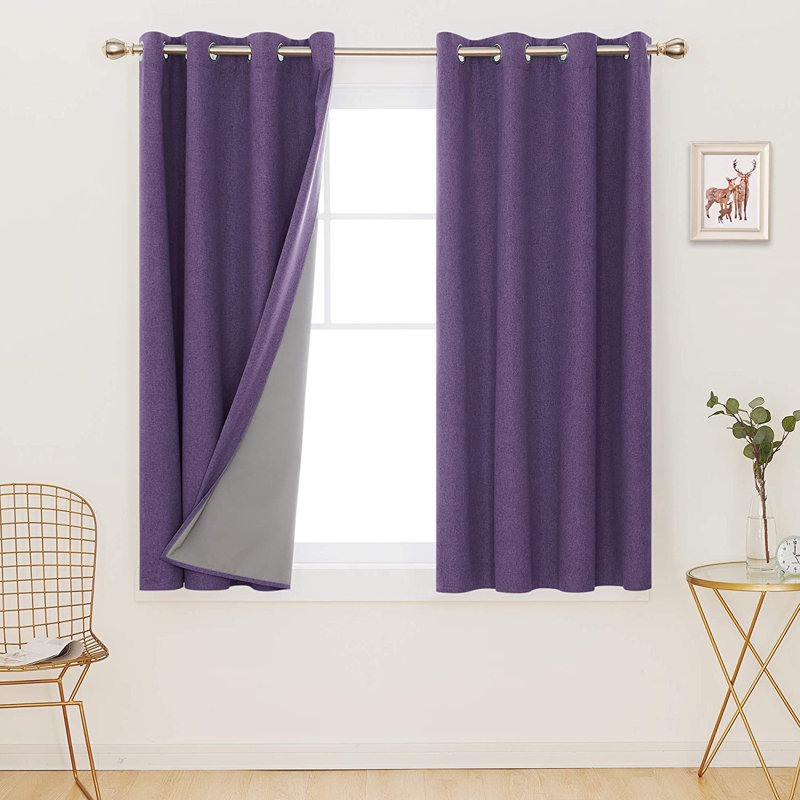 Ipswich Blackout Thermal Grommet Curtain Panels, 52" W x 63" L, Purple Grape