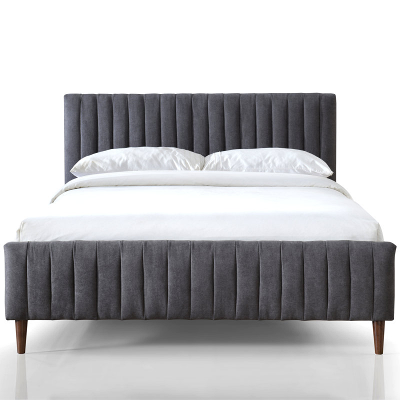 Lit plateforme tapissier Spencer Catisha, Gris foncé, Grand