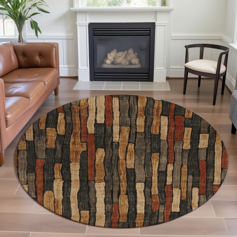 Tapis de qualité supérieure lavable à la machine Kumbhar AMF1301, Rond 8 pi