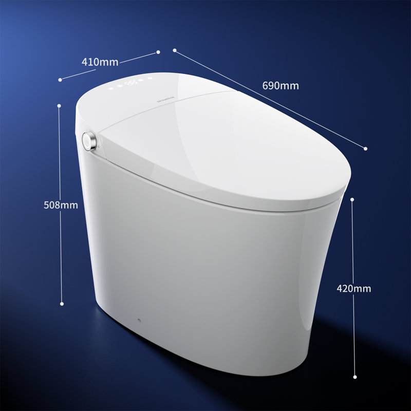 Smart Bidet Toilet Auto Open & Close, Auto Flush, Foot Sensor, Cleaning Foam Dispenser, Heated Seat, Blackout Flushing And Ada Chair Height