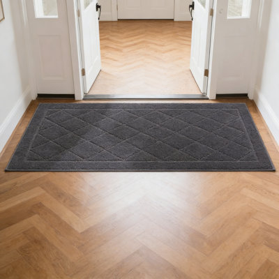 Dirt Trapper Door Mat 24X60 Non-Slip Washable Stain Resistant Dark Grey