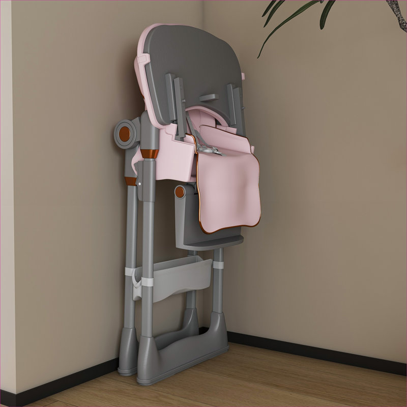 Repas à la maison et chaise haute réglable pour bébé pliable rose pour enfants de 0 à 6 ans