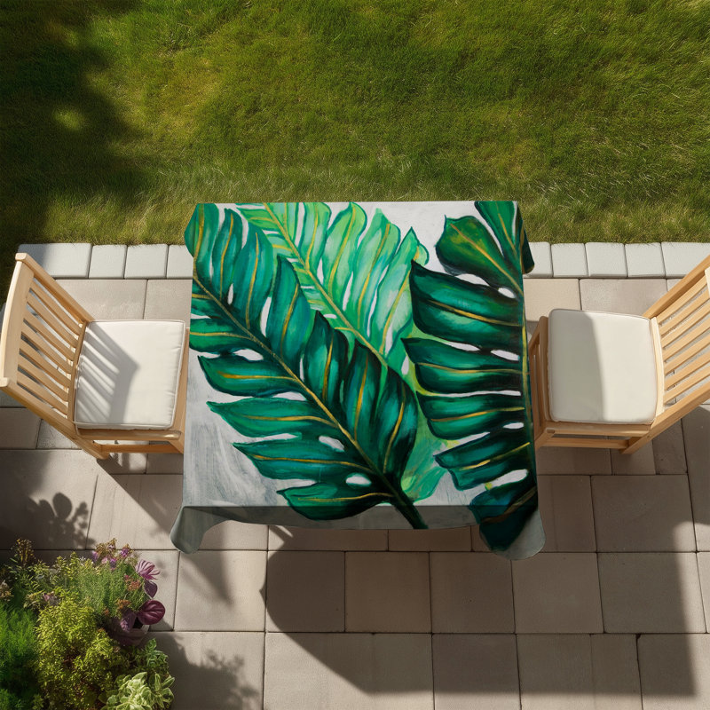 Three Big Exotic Plant Leaves Tablecloth - Indoor Outdoor Decor