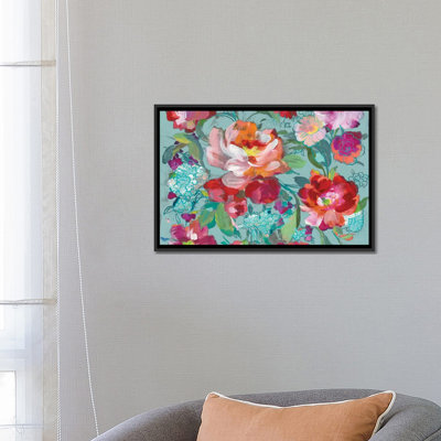« brillante floral medley, turquoise » par danhui nai, reproduction d’art sur toile tendue