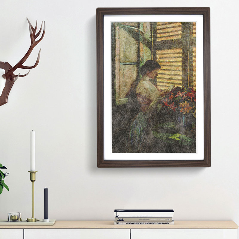 Happy Morning by Fujishima Takeji - Picture Frame Painting Print, Walnut Framed, 36cm H x 27cm W x 2cm D