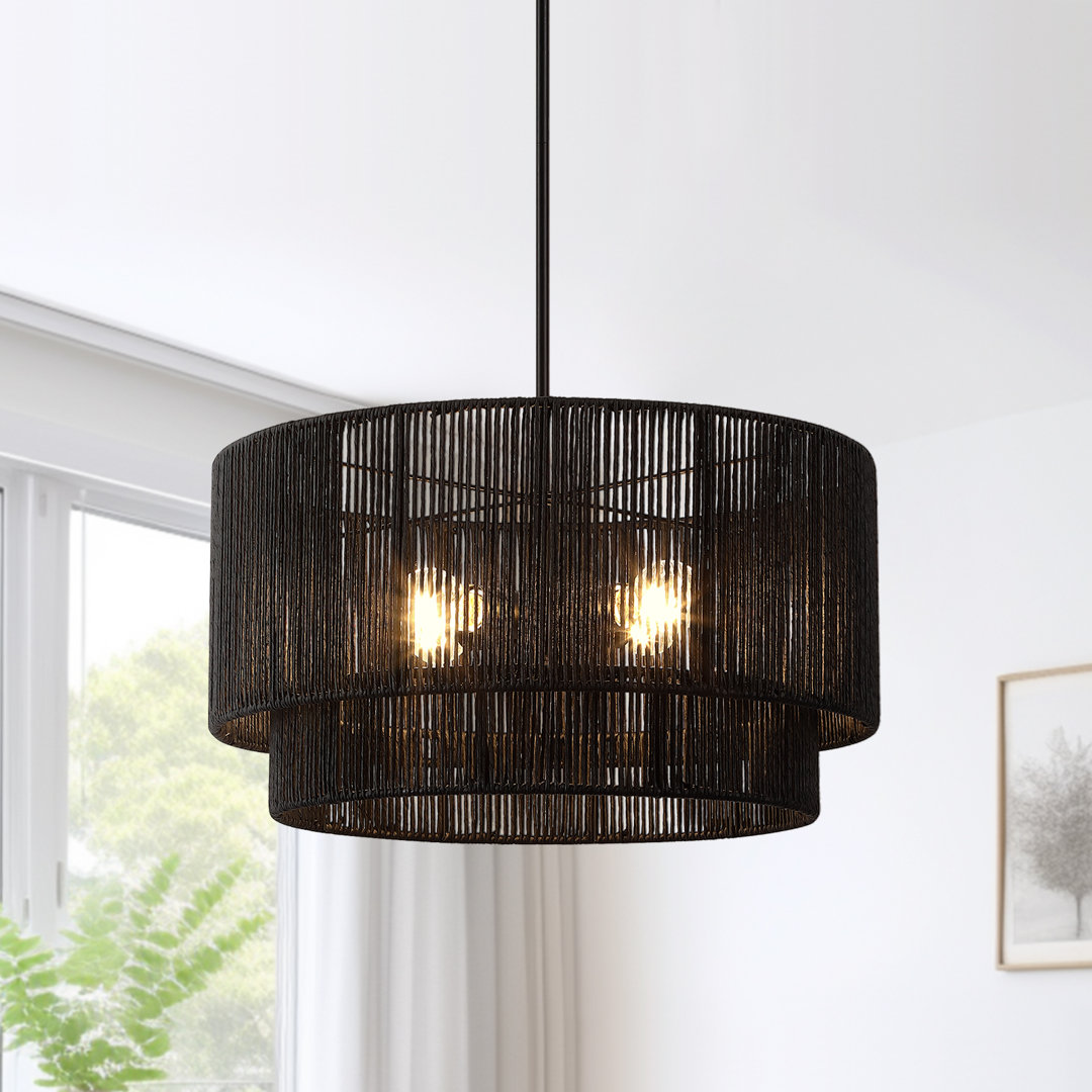 Nekoosa 4 - Light 22in Hand-Woven Drum Chandelier Bay Isle Home™ Shade