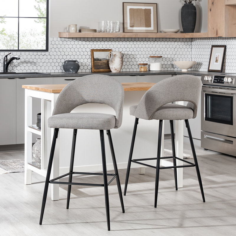 Leray 30" Upholstered Bar Stool, Mushroom