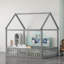Lit-maison en bois de pin blanc enchanté avec clôture et porte de jeu-219096101
