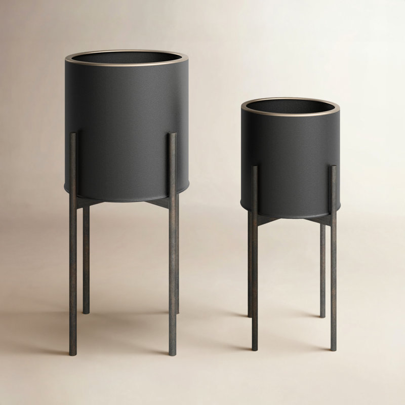 Ensemble de pot de fleurs d'intérieur moderne en métal Huxton