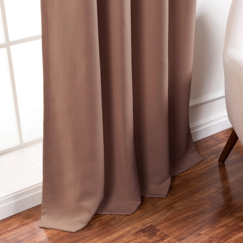 Adina Sevan Solid Thermal Grommet Curtain Panels, Mocha, 52"W x 96"L