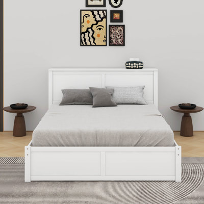 Grand lit plateforme avec rangement et lit gigogne