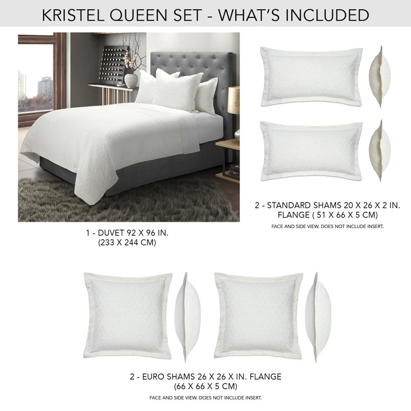 Kristel 5 Piece Queen Duvet Set, Queen Duvet Cover + 4 Shams