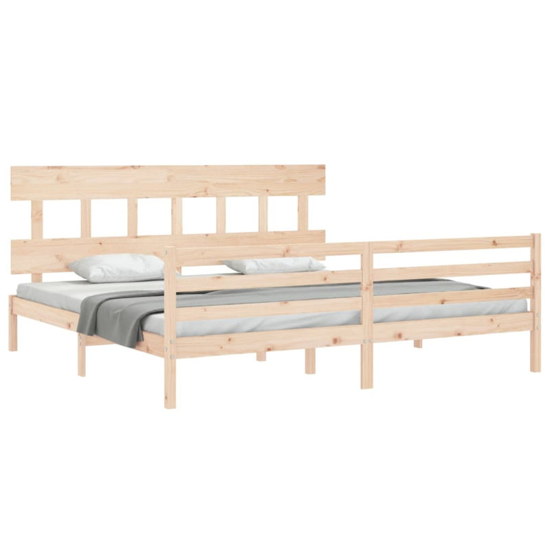 Lochridge Solid Wood Bed, 200 x 200 cm, Grey