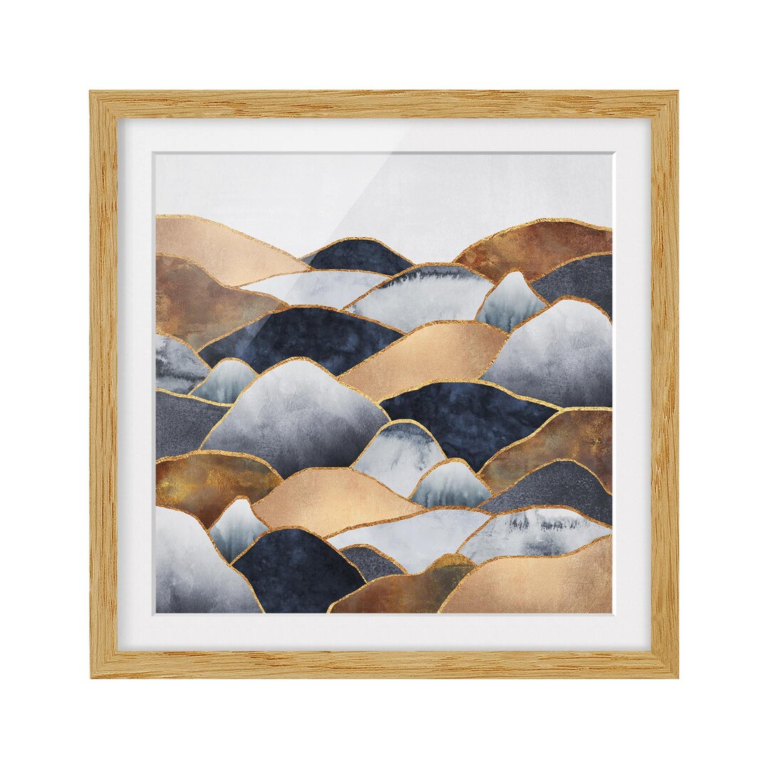 Gerahmtes Poster Golden Mountains-Aquarell