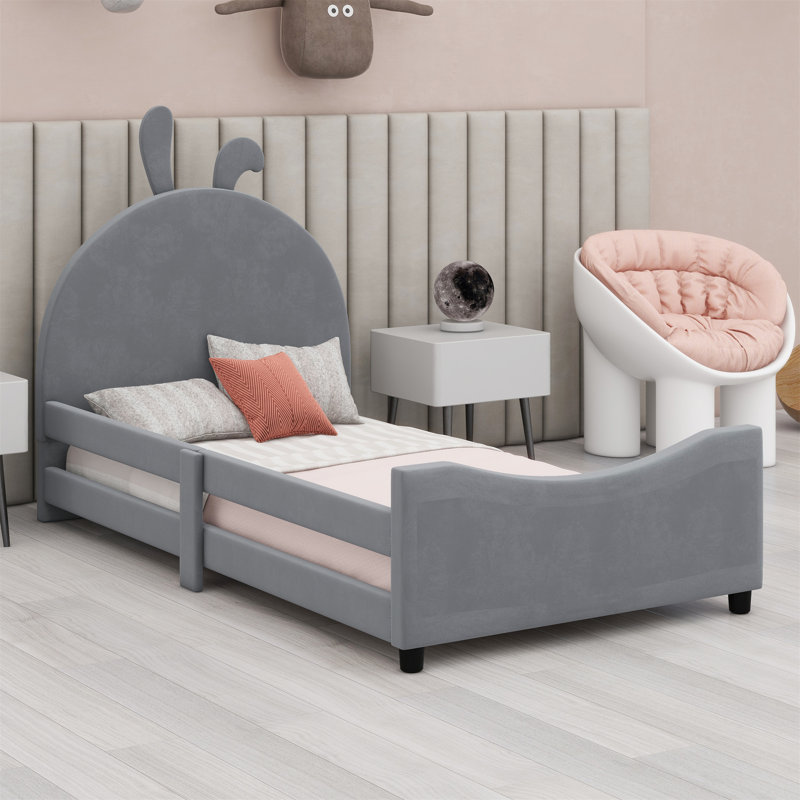 Lit plateforme tapissier Alafia, Gris