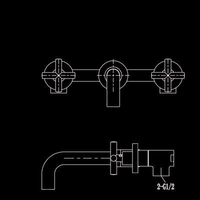 Robinet de salle de bain mural noir mat avec 2 poignées classiques - pour la rouille et la corrosion, les égratignures, la ternissure et les taches Débit de 1,5 gallon par minute Hauteur du bec de 8 po, portée de 7 po avec entraxes de 3 po