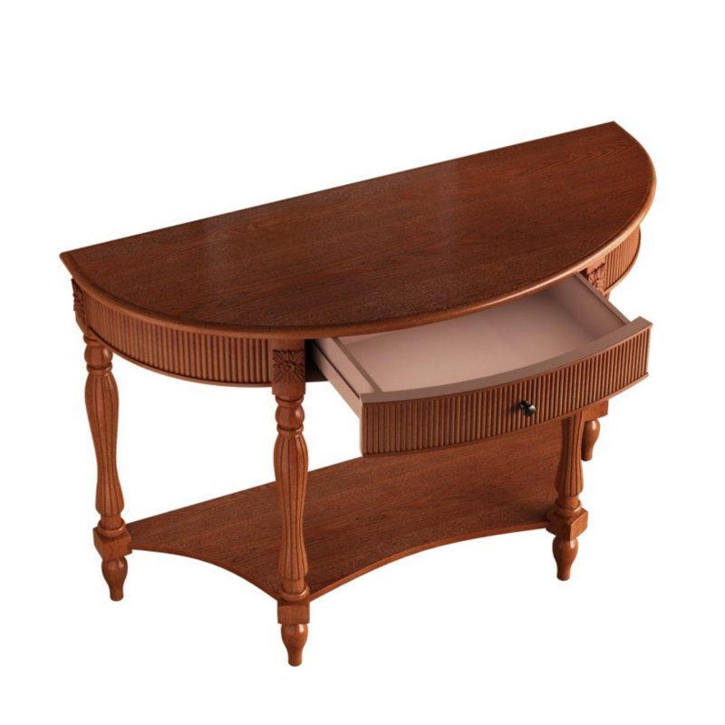 Console de 45 po en demi-lune Farmhouse, Brun rustique