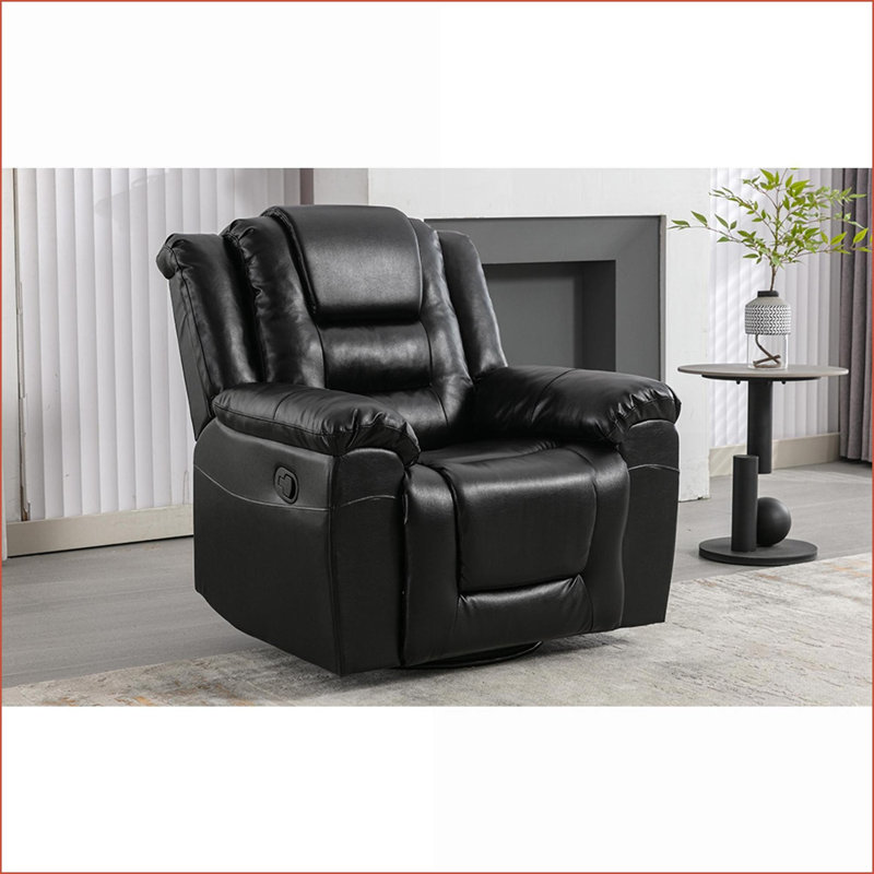 Fauteuils inclinables pour le salon | Fauteuil inclinable manuel pivotant à 360 ° avec accoudoirs larges | Noir | Revêtement en polyuréthane
