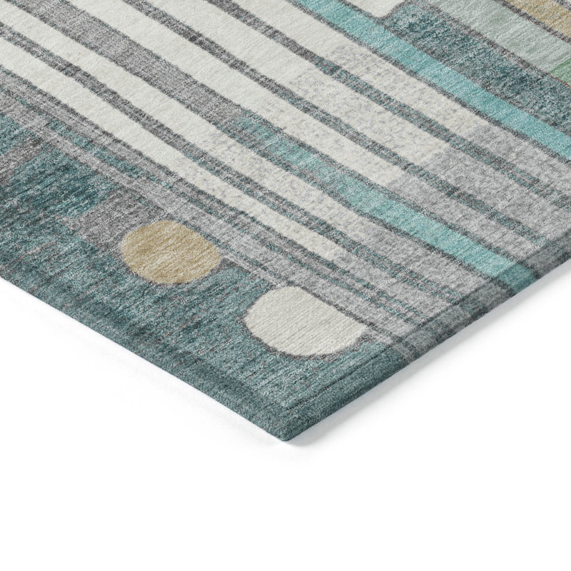 Machine Washable Indoor/Outdoor Husby ACN2189 Geometric Rug, Rectangle 3' x 5'