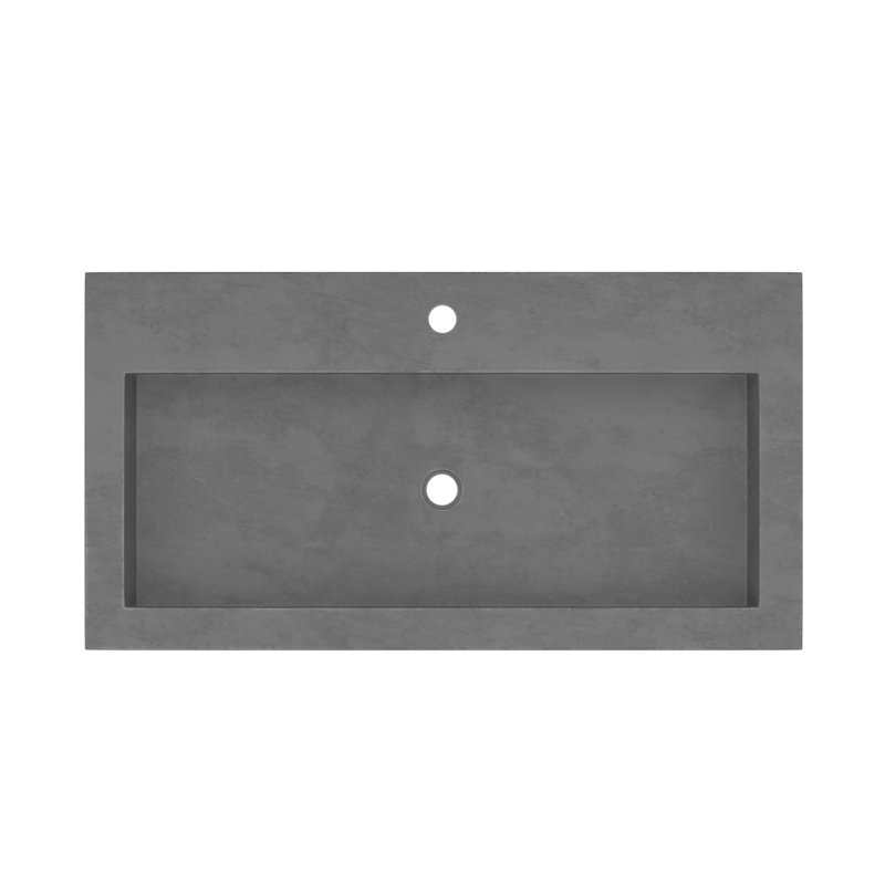 Trough Handmade Rectangular Bathroom Sink, Slate, Single Hole Faucet