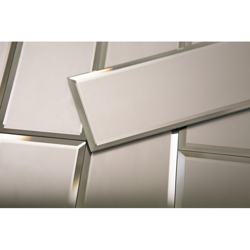 3" x 10" Beveled Glass Subway Tile, Gold Matte
