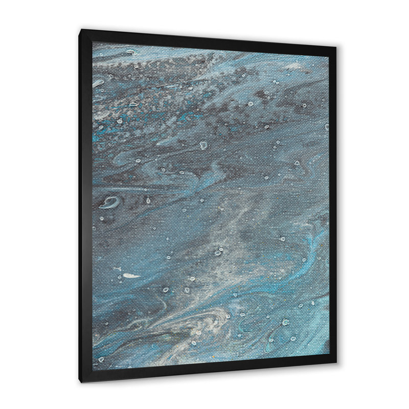 Abstrait et coups de pinceau bleus - reproduction de cadre photo sur toile, Toile avec cadre photo noir