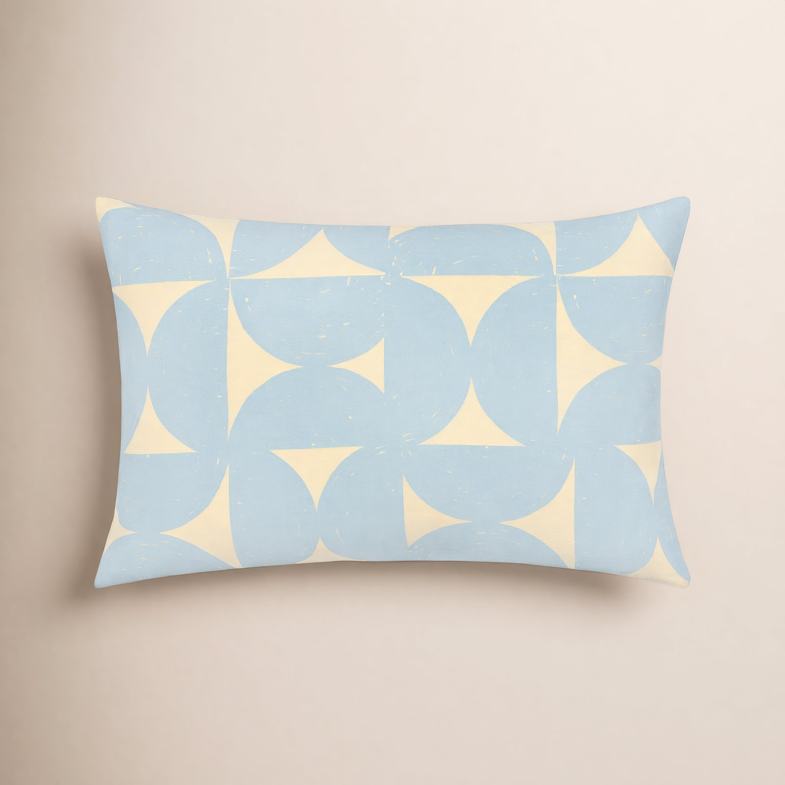 Frenk Geometric Cotton Lumbar Throw Pillow, Light Blue/Beige, Down