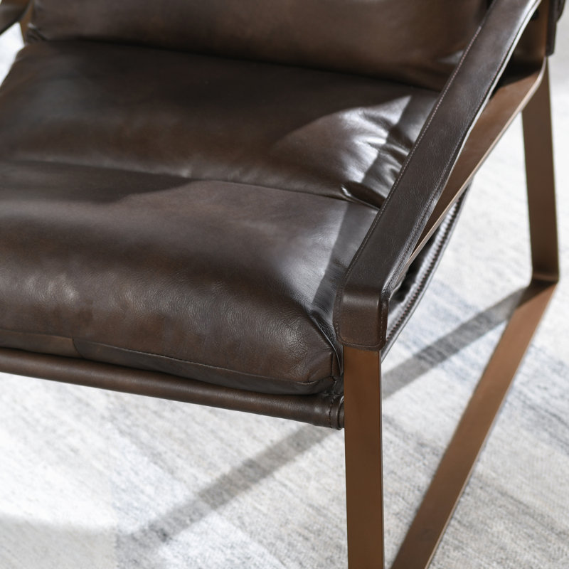 Morgan Accent Chair, Brown Genuine Leather