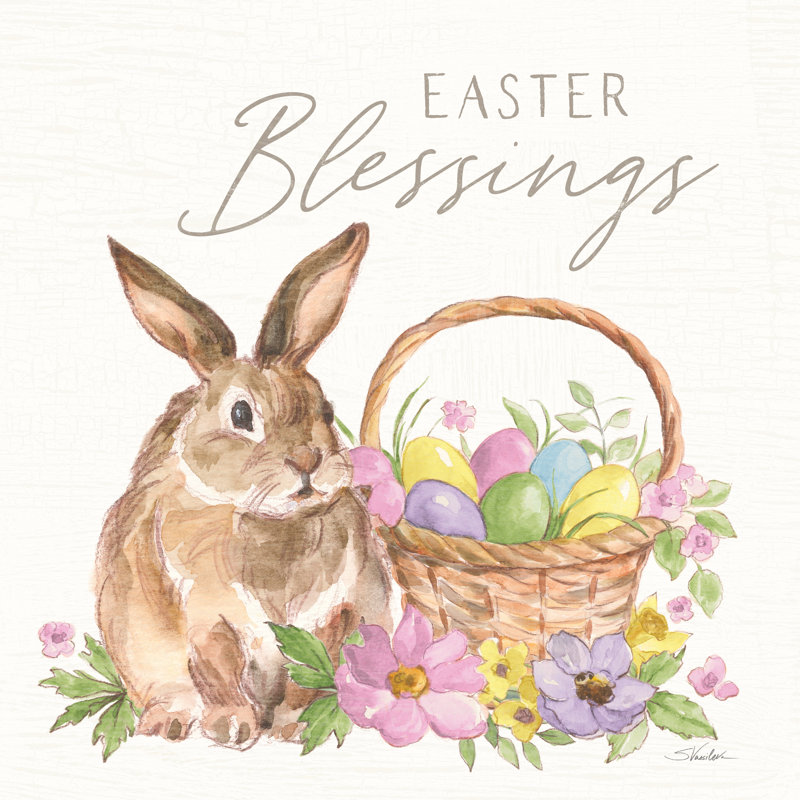 «Happy Easter VI Bright» par Silvia Vassileva, reproduction d'aquarelle, H 20 po x l 20 po x P 1,25 po