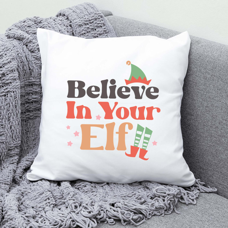 ChristmasCuteQuotes-02 Reversible Throw Pillow, 14" x 14"