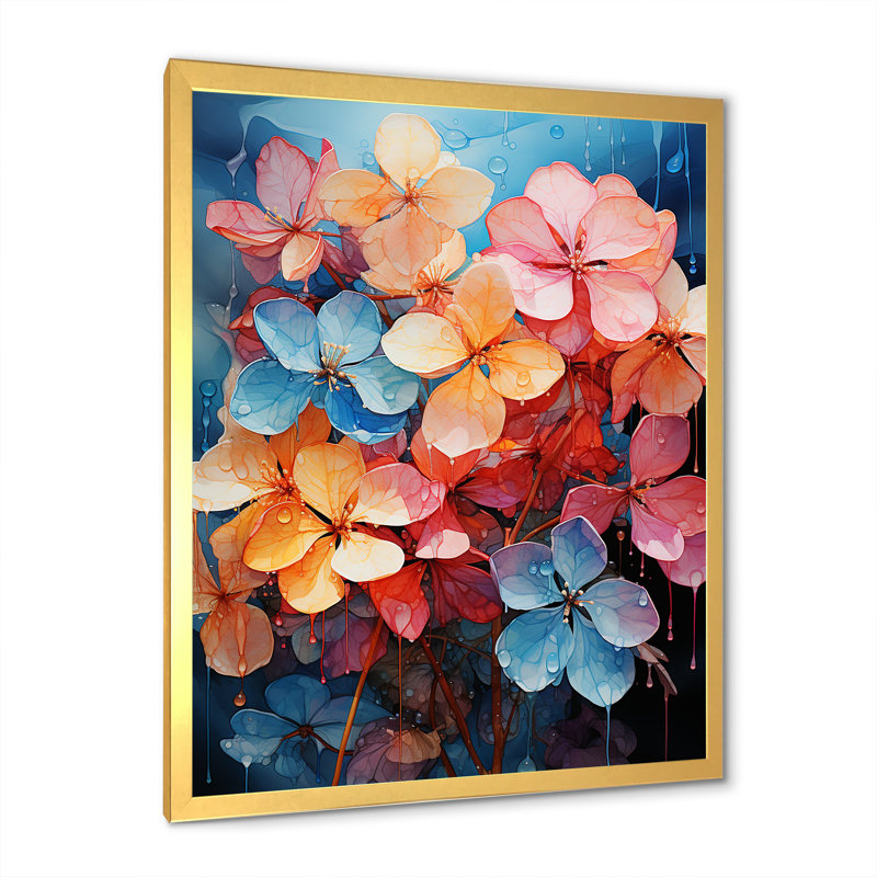 «Tropical Colors Plumeria Dreams II», reproduction d'art sur toile, Cadre doré simple, H 40 po x l 30 po x P 1,5 po