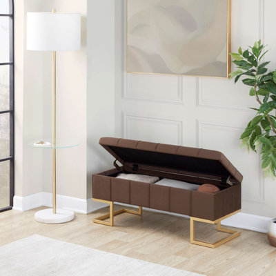 Banc de rangement en acier et velours