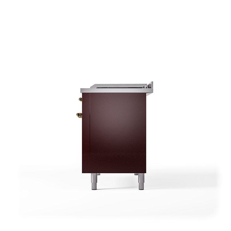 ILVE Nostalgie II 48 in Dual Fuel Range, 5 Burner, Griddle, Frenchtop, Liquid Propane, Glossy Black/Chrome