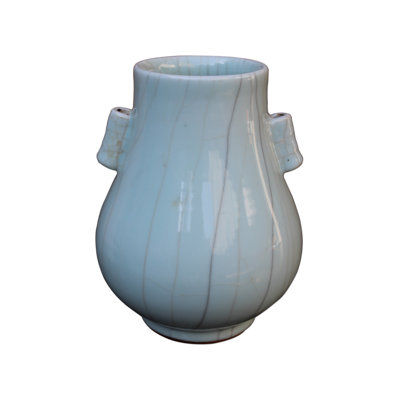 Vase de table en porcelaine d’intérieur/extérieur bleu 11 "