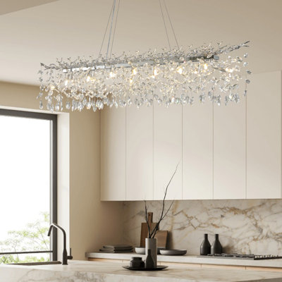 Erdenheim Modern Square / Rectangle Crystal Chandeliers for Dining Room, Kitchen Island