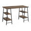 Bureau d'ordinateur moderne avec tablettes de rangement pour le bureau personnel, poste de travail compact avec style industriel et étagères ouvertes fonctionnelles.-1180882208