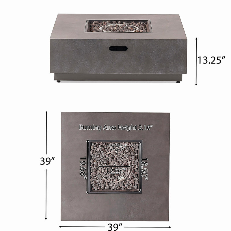 Foyer carré en fer - 50 000 BTU, Gris Pierre