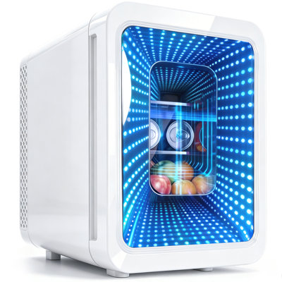 20L Mini Fridge with LED Gaming Light, Small Beverage Refrigerator for Bedroom, Office, Dorm and Car, AC/DC Portable Cooler for Drinks, Skincare