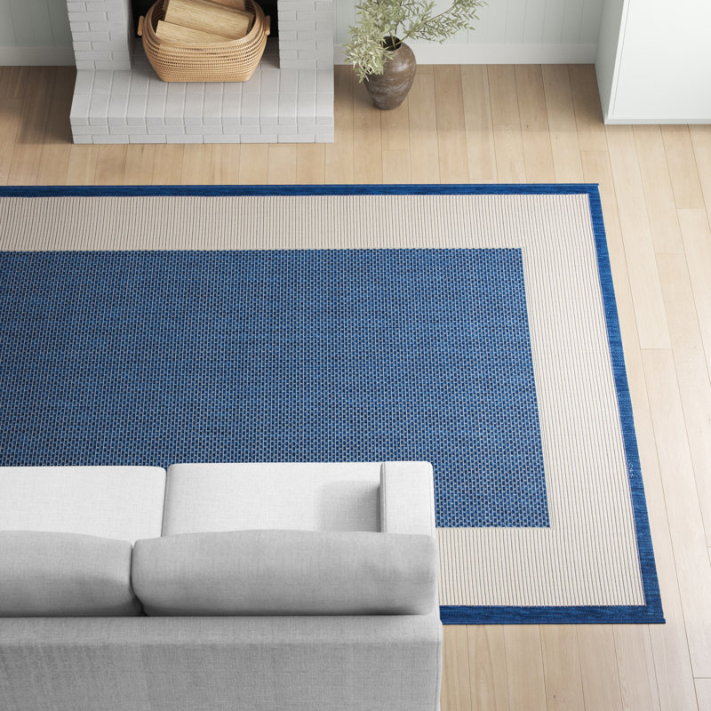 VIlmar Navy/Beige Indoor/Outdoor Area Rug, Rectangle 5'3" x 7'7"